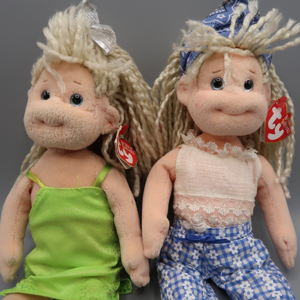 Ty Beanie Boppers 2002 Plush Glitzy Gabby‎ & Cute Candy 9" Doll Vintage Lot of 2